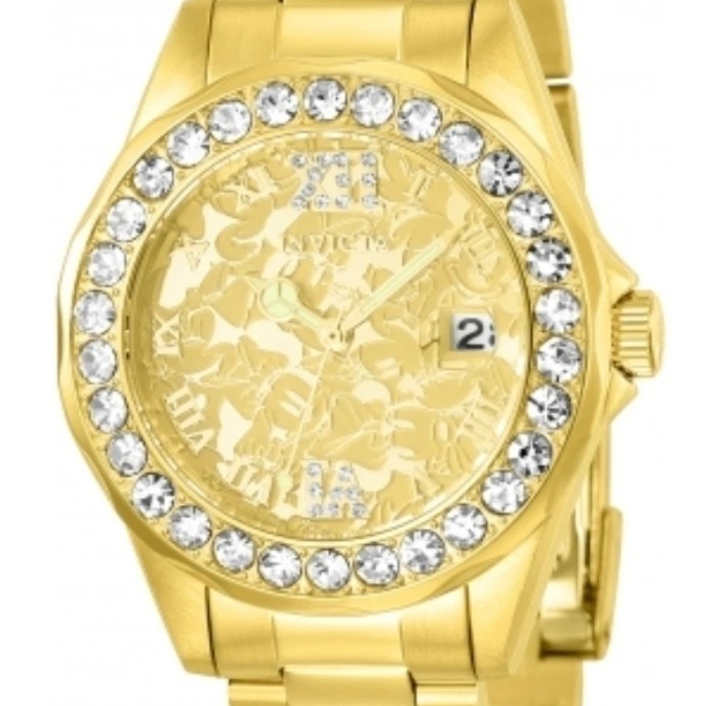 Disney Limited Edition Invicta Womens Minnie Mouse Watch 22870 38mm Gold Crystal